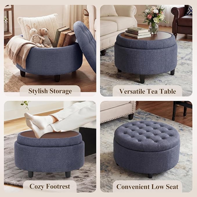 COLAMY Round Hidden Storage Ottoman - Image 7