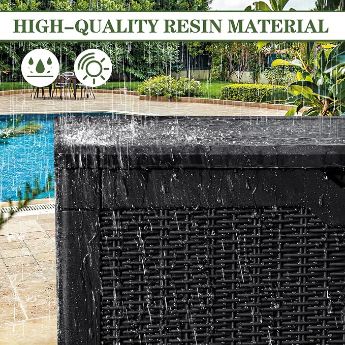 Greesum 100 Gallon Resin Deck Box Large Outdoor Storage, Imitation Rattan Weave - Image 5