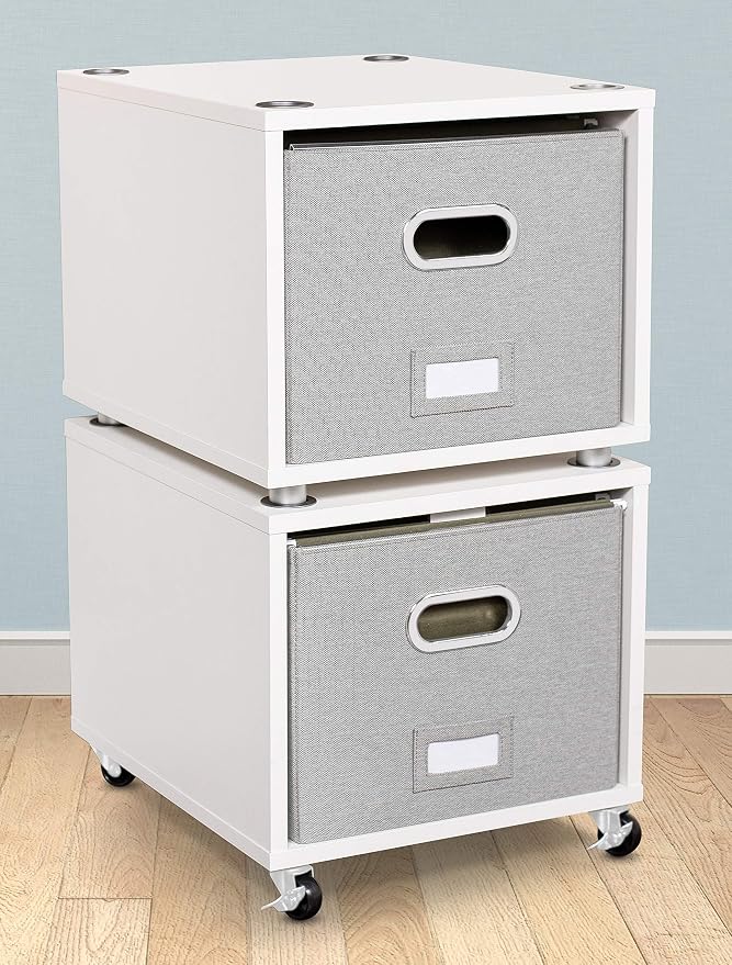 BIRDROCK HOME Rolling File Cabinet – Decorative Storage Shelf w/Removable Bins - Image 2