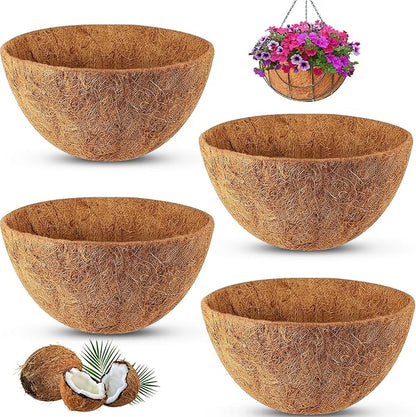 REMIAWY Hanging Basket Coco Liners, Coconut Planter Basket Liners 4 Packs 12 by GARDENANDTOOL
