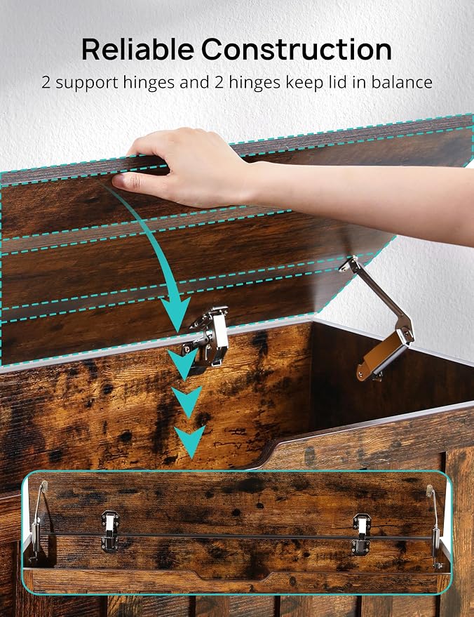 HYZ Storage Chest, 39.4'' Wooden Storage Bench - Image 6