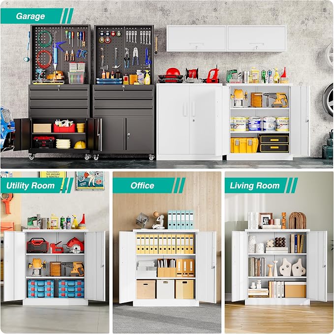 SISESOL White Metal Storage Cabinet - Image 4