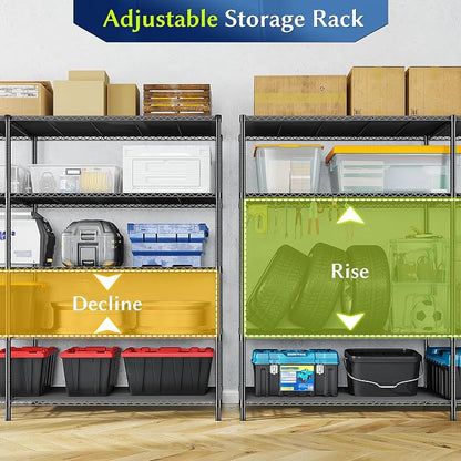 70.8H Wire Shelving Rack, 5Tier Metal Shelving Unit, 1400LBS Heavy Duty Storage - Image 7