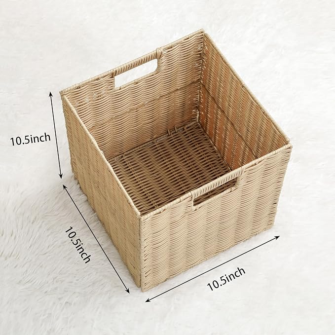 10.5 x 10.5 in Plastic Wicker Baskets - Image 3