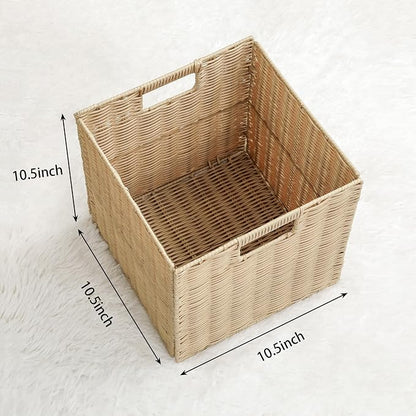 10.5 x 10.5 in Plastic Wicker Baskets - Image 3