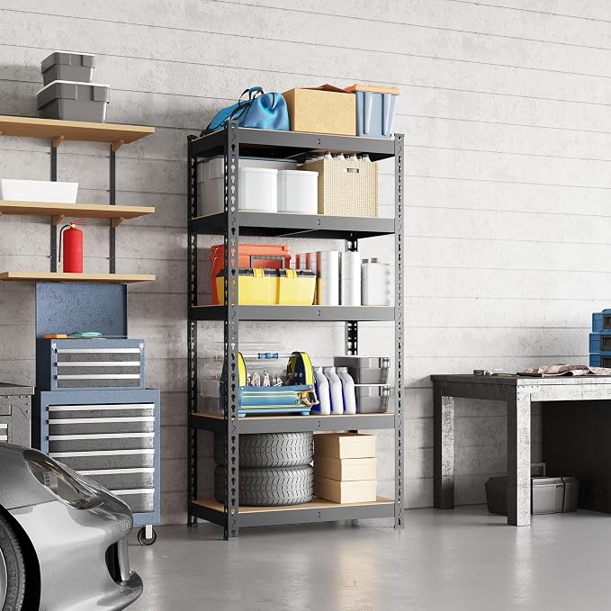 Yaheetech 5-Tier Heavy Duty Storage Shelves 28" W x 12" D x 60" H Black | - Image 2