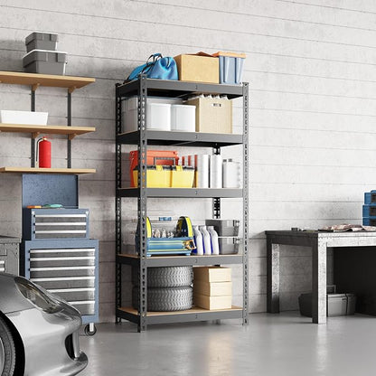 Yaheetech 5-Tier Heavy Duty Storage Shelves 28" W x 12" D x 60" H Black | - Image 2