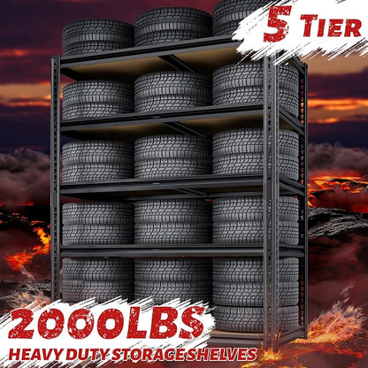72"H Storage Shelves heavy duty, 2000LBS Garage Shelving, 5 Tier Metal Shelving - Image 4