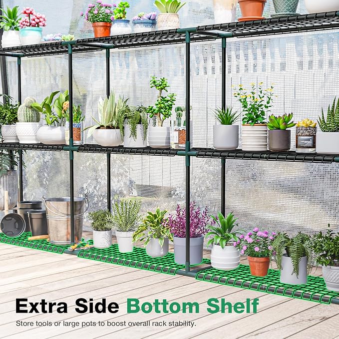 Joyside Outdoor Plant Shelves, 3 Tier 1 Pack Metal Extra-Long Stable Greenhouse - Image 6