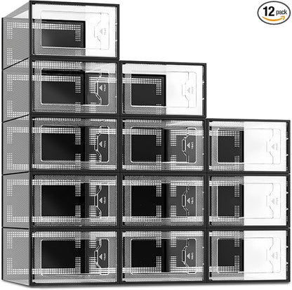 SEE SPRING 12 Pack Shoe Storage Box, Space Saving Shoe Rack by SEESPRING