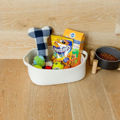 NaturalCozy 5-Piece Rectangle Storage Basket Set- Natural Cotton Rope Woven - Image 7