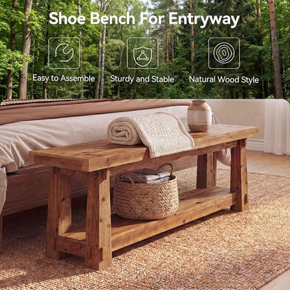 55'' Solid Wood Entryway Bench - Image 8