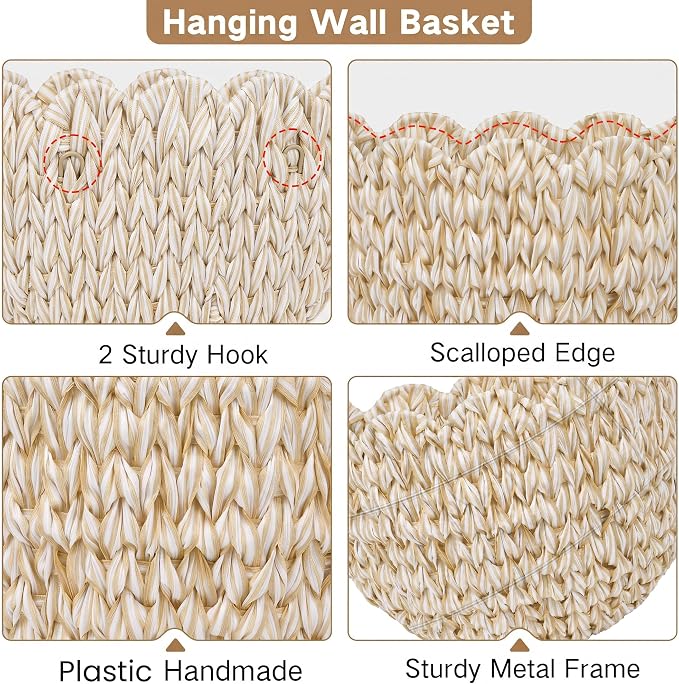iEGrow Plastic wall Basket, Scalloped Hanging Baskets Plastic, Hanging Baskets - Image 5