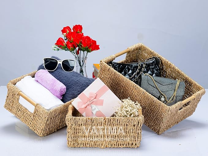 VATIMA Seagrass Baskets with Wooden Handles - Image 7