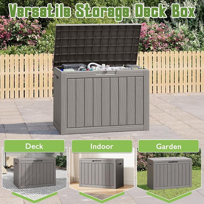 KAMABOKO 50 Gallon Outdoor Storage Box, All-Weather Resin Deck Box Outdoor - Image 6