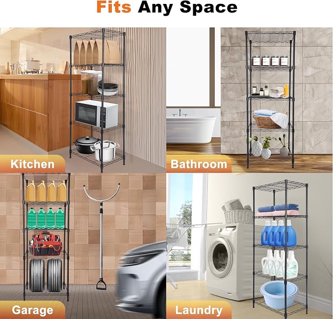 Whitmor 5 Tier Storage Shelves, Heavy Duty Metal Shelving, 400 lbs Capacity per - Image 7