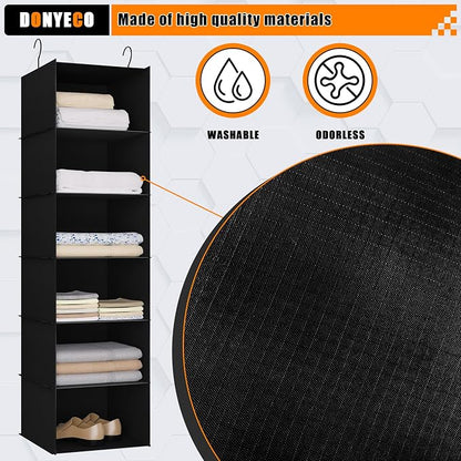 Hanging Closet Organizer and Storage 6-Shelf, Easy Mount Foldable Hanging - Image 5
