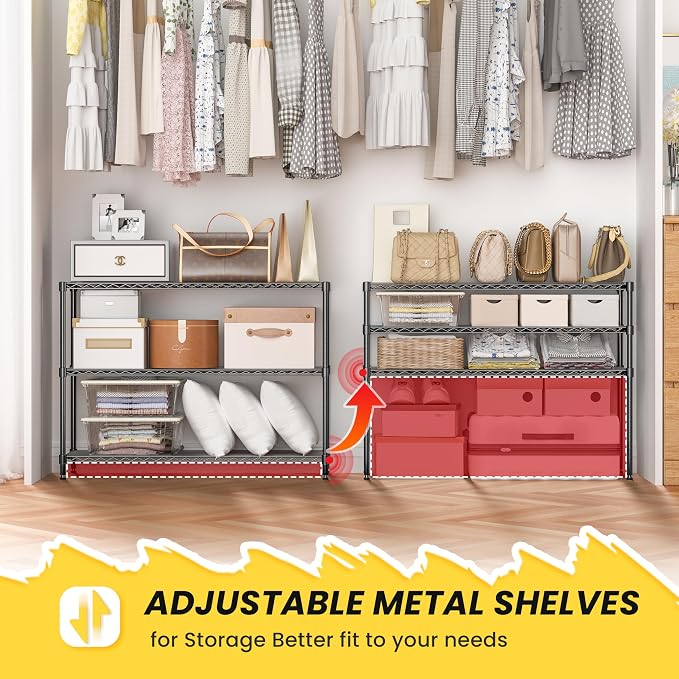 3-Shelf Adjustable Storage Shelves 36" W x 14" D x 36" H Metal Shelving Unit - Image 4