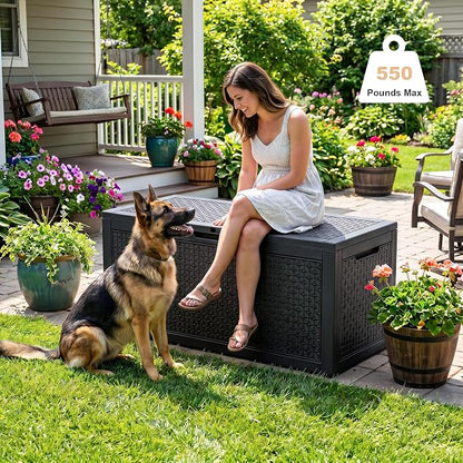 EasyUp 110 Gallon Deck Boxes Outdoor Waterproof, Resin Outside Storage Box - Image 4