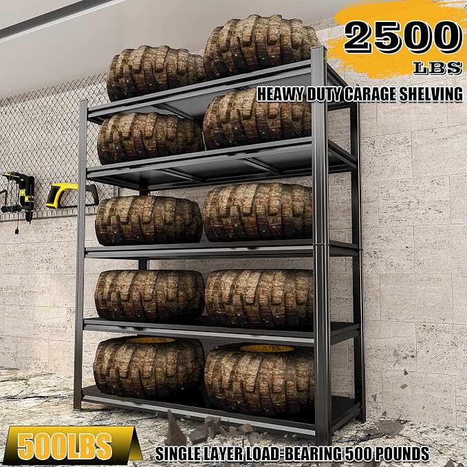 Metal Garage Shelving Heavy Duty, 5 Tier Shelving Unit Storage Shelves 2500LBS - Image 3