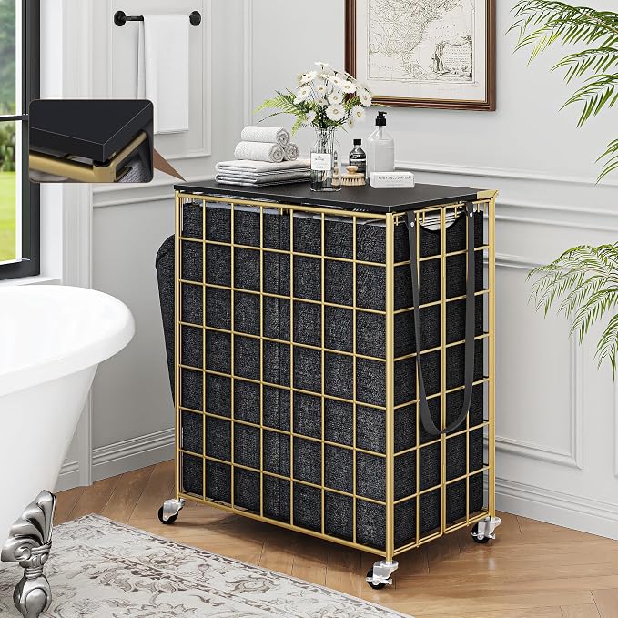 120L Laundry Basket with Wheels, Large Capacity Laundry Hamper with 3 Separate - Image 7