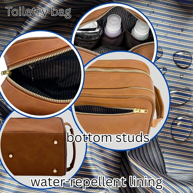 Dopp Gift Large Travel Toiletry Bag Premium Quality PU Leather Two compartments - Image 6