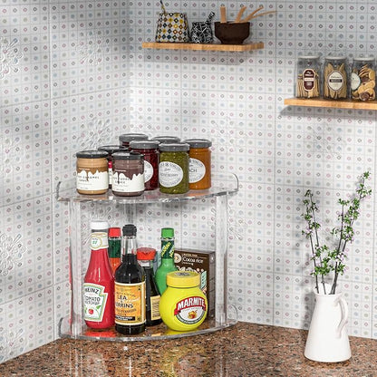 2 Tier Countertop Corner Organizer Shelf 7x7x8 Inch, Acrylic Bathroom Organizer - Image 2