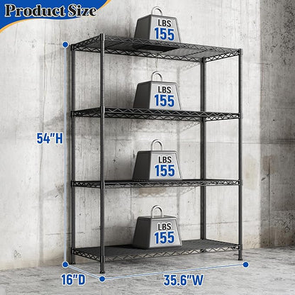 DurayLoly Heavy Duty 4-Tier 620LBS Storage Rack, Adjustable Shelves, 620lbs - Image 3