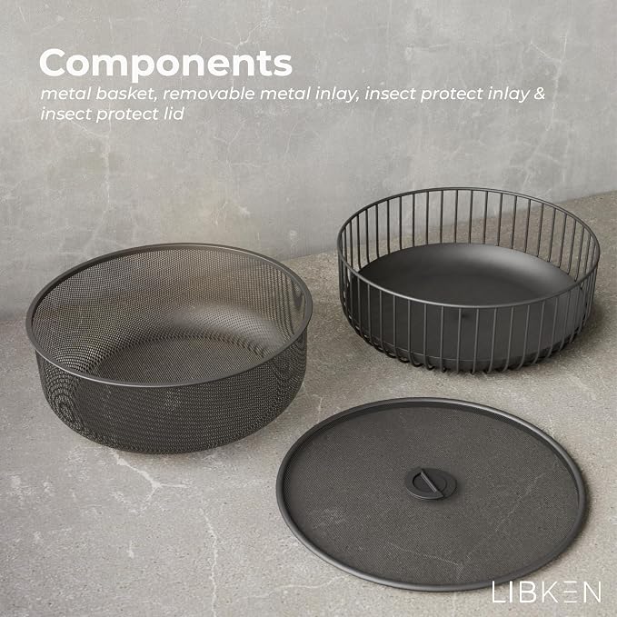Metal Fruit Bowl with Mesh Lid and Basket - Image 4