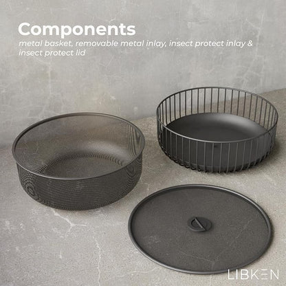 Metal Fruit Bowl with Mesh Lid and Basket - Image 4