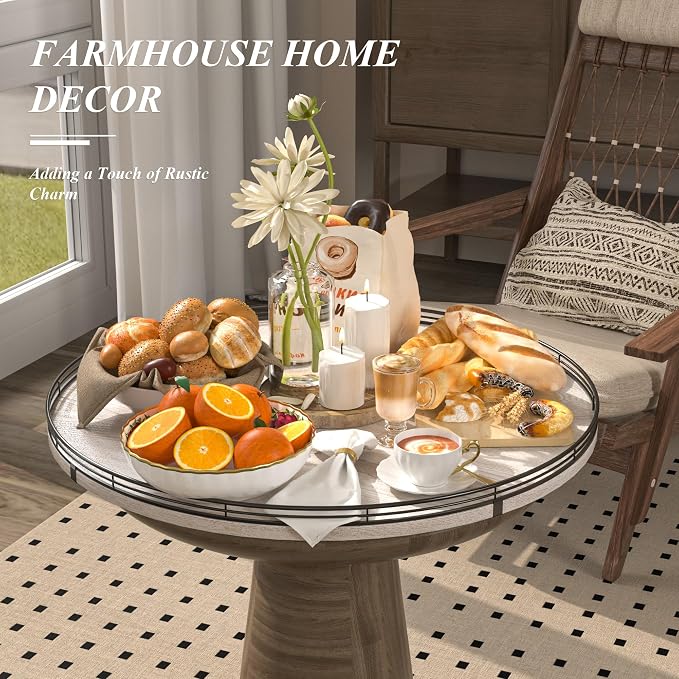 24" Lazy Susan Wood Turntable Organizer - Image 4