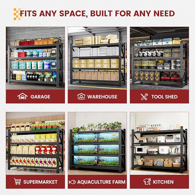 48" Wide Storage Shelving Unit, 2000 lbs Capacity Heavy Duty Garage Shelving - Image 7