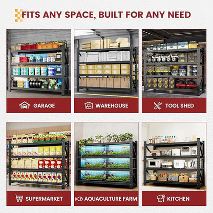 60" Wide Storage Shelves, 5000LBS Garage Shelving Heavy Duty, Standing Shelf - Image 5