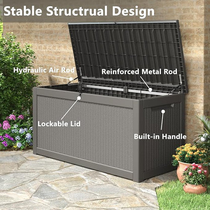 260 Gallon Large Resin deck box Waterproof, Outdoor Storage Bench, Patio - Image 6