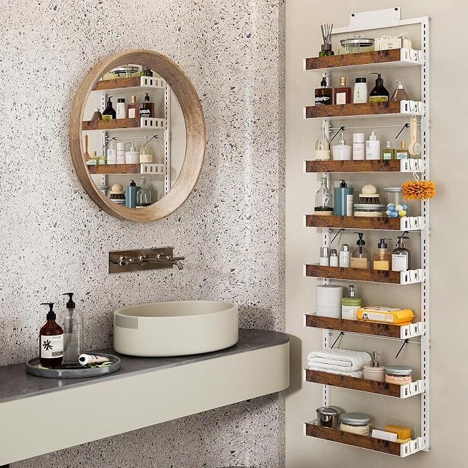 bukfen Over the Door Pantry Organizer, 8-Tier Adjustable Wooden Basket Kitchen - Image 6