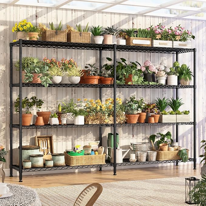 REIBII 70"W Metal Shelving, Storage Shelves 4-tier Wire Shelving Unit Load - Image 6