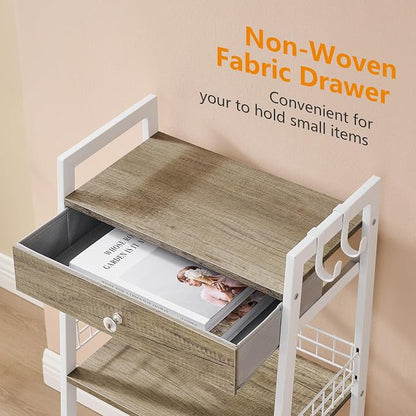 3-Tier Ladder Shelf with Drawer, Bathroom Floor Storage Shelf, Freestanding - Image 7