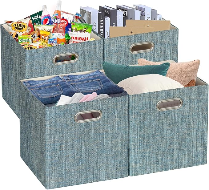 Posprica Storage Basket Bins, 13×13×13 Foldable Storage Boxes Fabric Drawer by Posprica