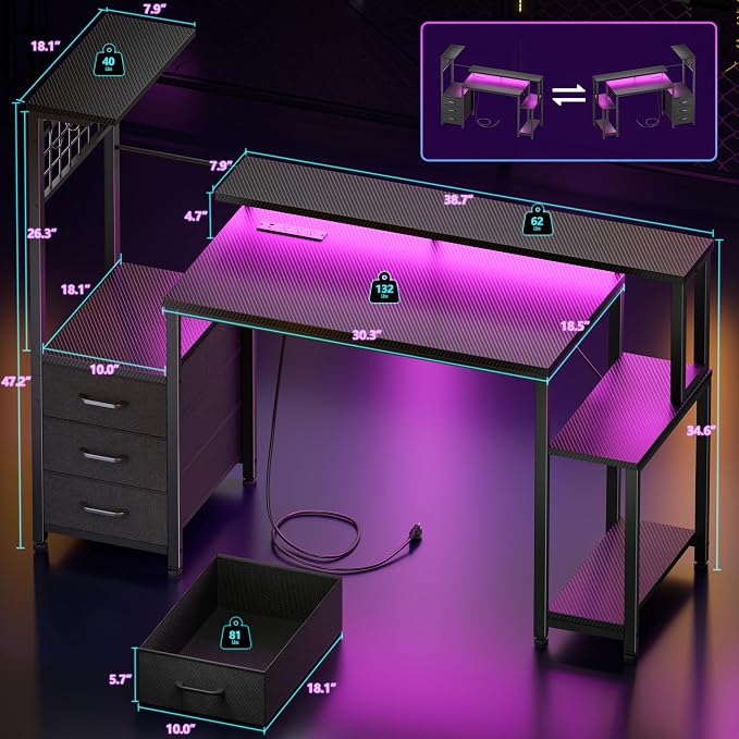 Korfile 48 Inch Gaming Desk - Image 3