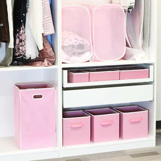 Simple Houseware Foldable Cube Storage Bins, 11-Inch Pink - Image 5