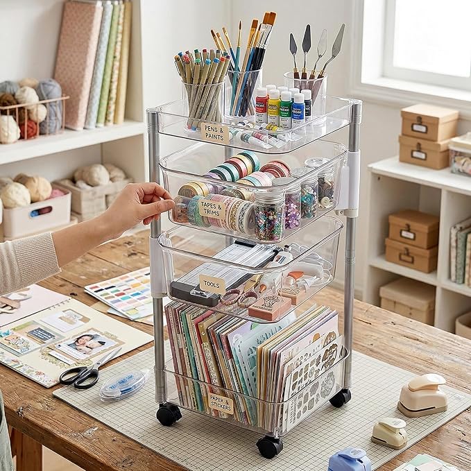 OnDisplay 360° Rotating Clear Storage Trolley – Multi-Tier Rolling Acrylic - Image 7