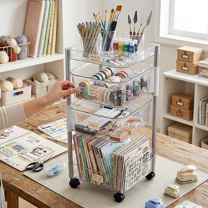 OnDisplay 360° Rotating Clear Storage Trolley – Multi-Tier Rolling Acrylic - Image 7