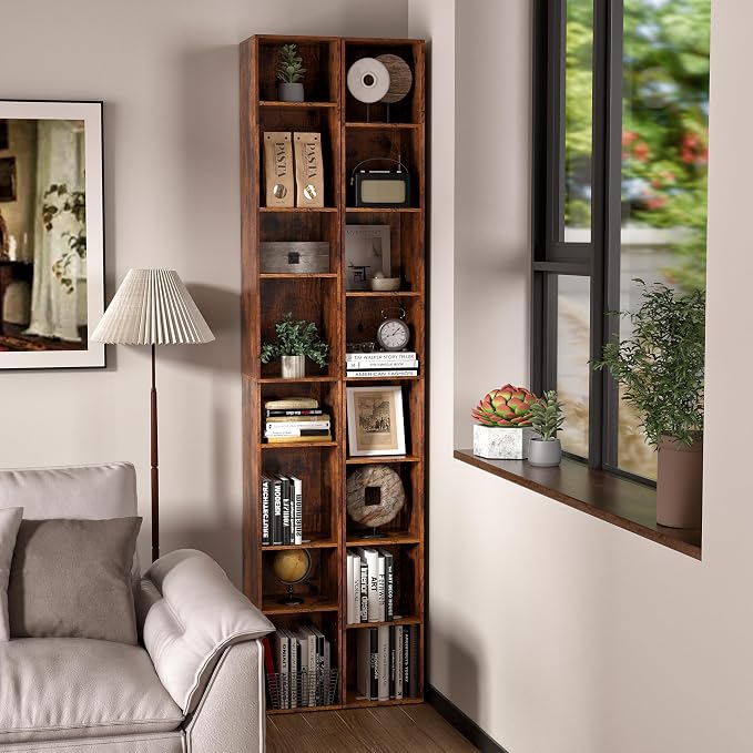 8-Cube Storage Organizer Bookcase, Tall Narrow Bookshelf - Image 6