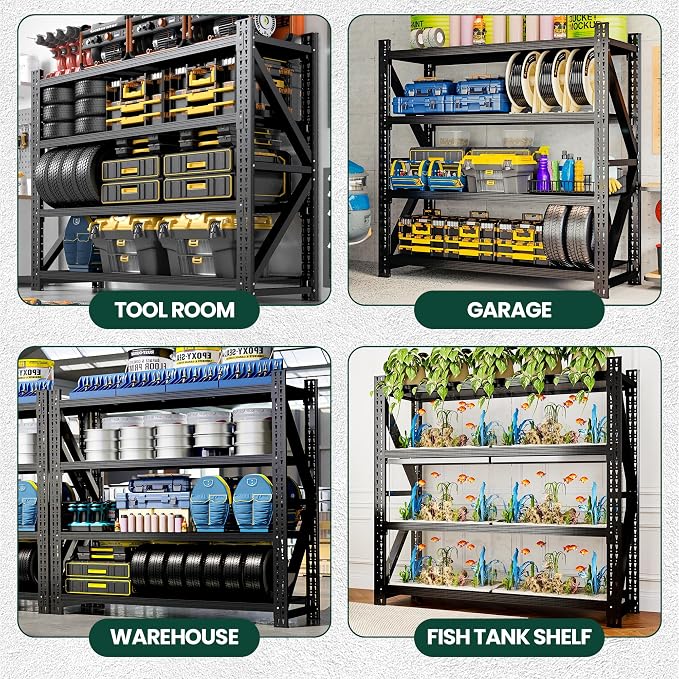 Heavy Duty Garage Storage Shelves, 6000LBS Capacity, 4-Tier Adjustable - Image 9