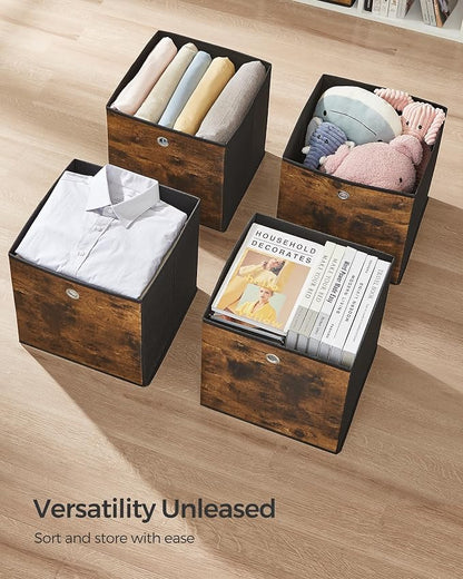 SONGMICS Storage Cubes, Foldable Fabric Storage Bins, Rustic Brown, URFB133B01 - Image 8