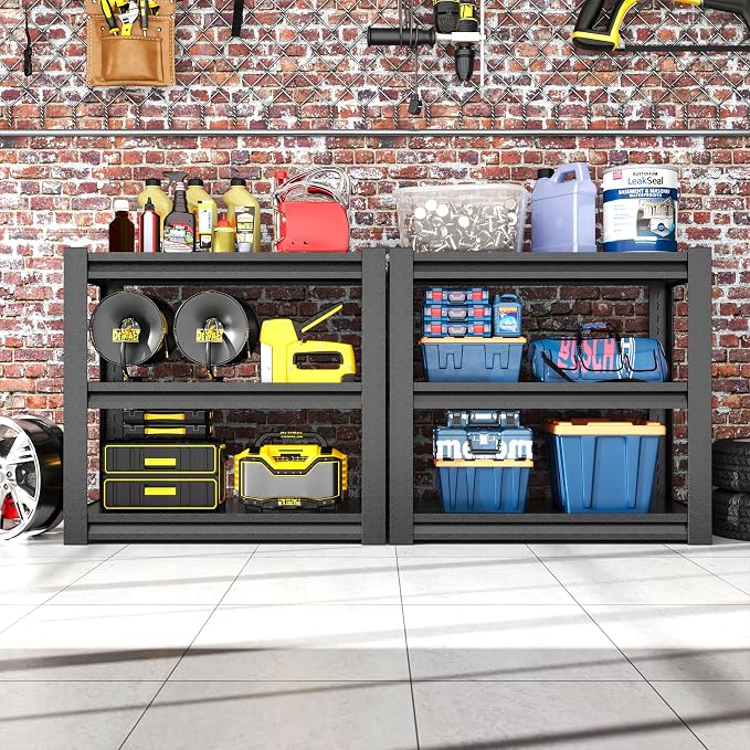 3-Tier Metal Shelf, Small Storage Shelves Heavy Duty Garage Shelving - Image 3
