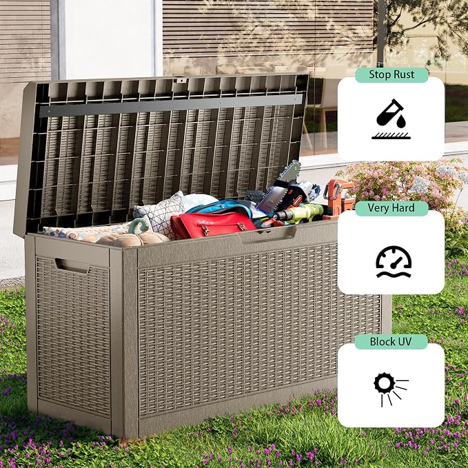 60 Gallon Deck Box, Resin Outdoor Storage Box - Image 4