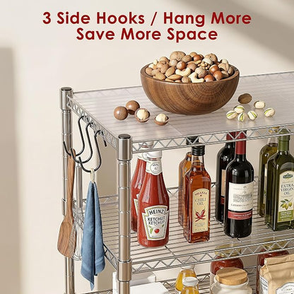 Heavy Duty 3-Shelf Shelving Unit, 24.02" W x 13.78" D x 21.97" H Chrome Steel - Image 4