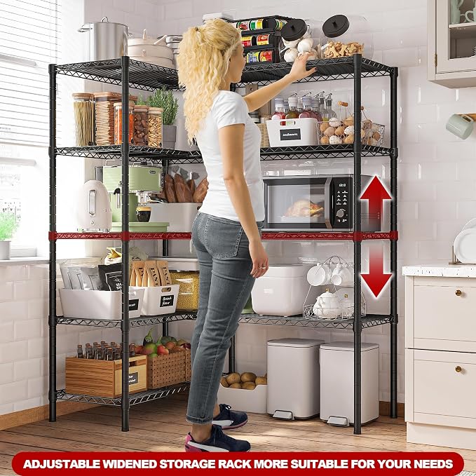 REIBII 5 Tier Wire Shelving Storage Shelves Loads 1430LBS, 2 Pack - Image 5