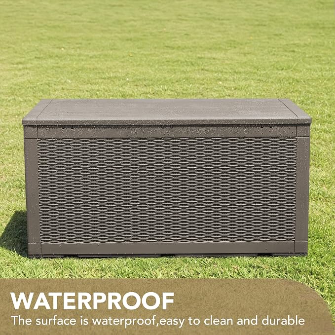 Devoko 100 Gallon Waterproof Large Resin Deck Box Indoor Outdoor Lockable - Image 4